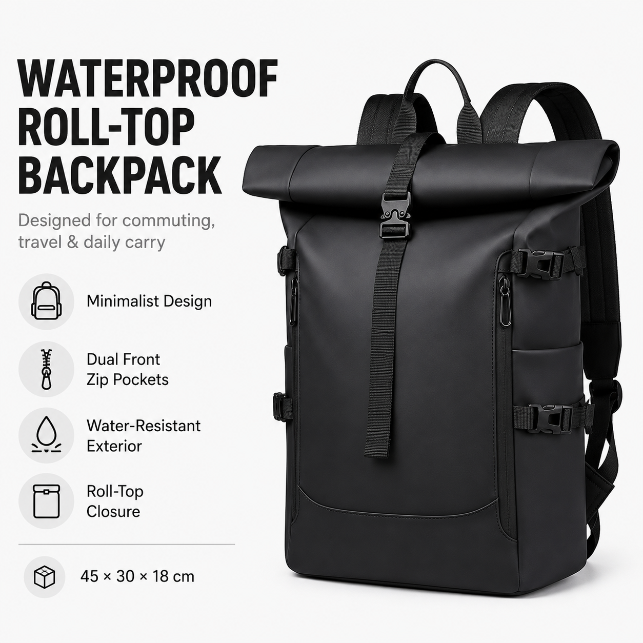 20–35L Waterproof Roll-Top Multi-Functional Travel Backpack