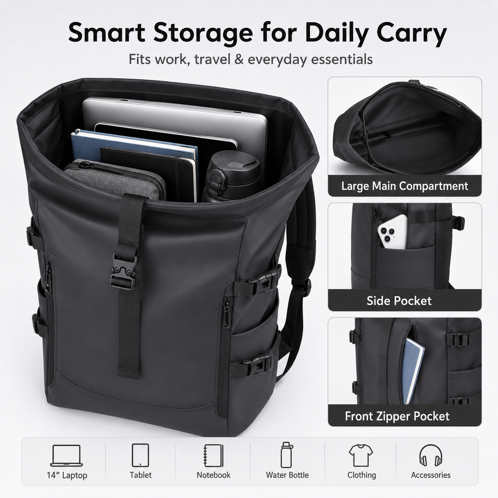 20–35L Waterproof Roll-Top Multi-Functional Travel Backpack
