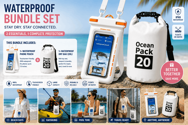 20L Waterproof Adventure Bundle – Dry Bag + Free Touchscreen Phone Pouch