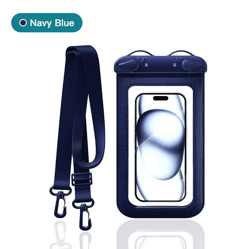 Waterproof phone case with lanyard — Navy Blue