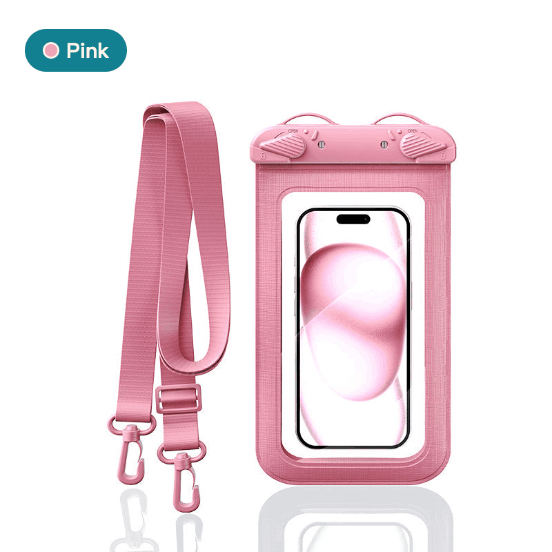 Waterproof phone case with lanyard — Pink